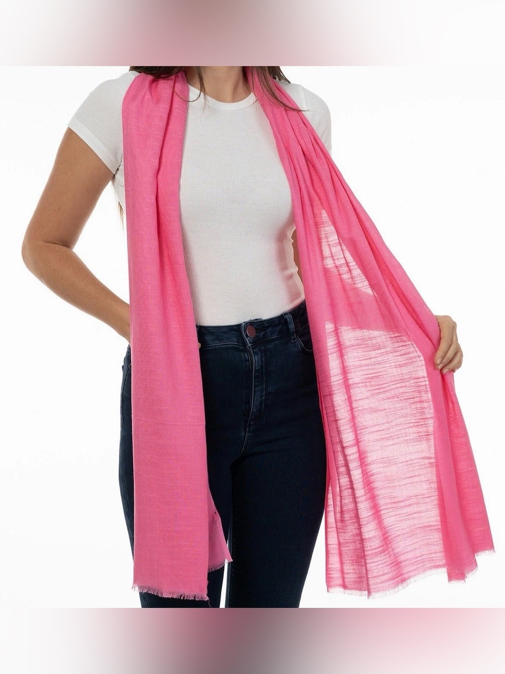 On 34th Women's Soft Sheen Fringe-Trim Scarf, Pink, 72” X 26” New with tags